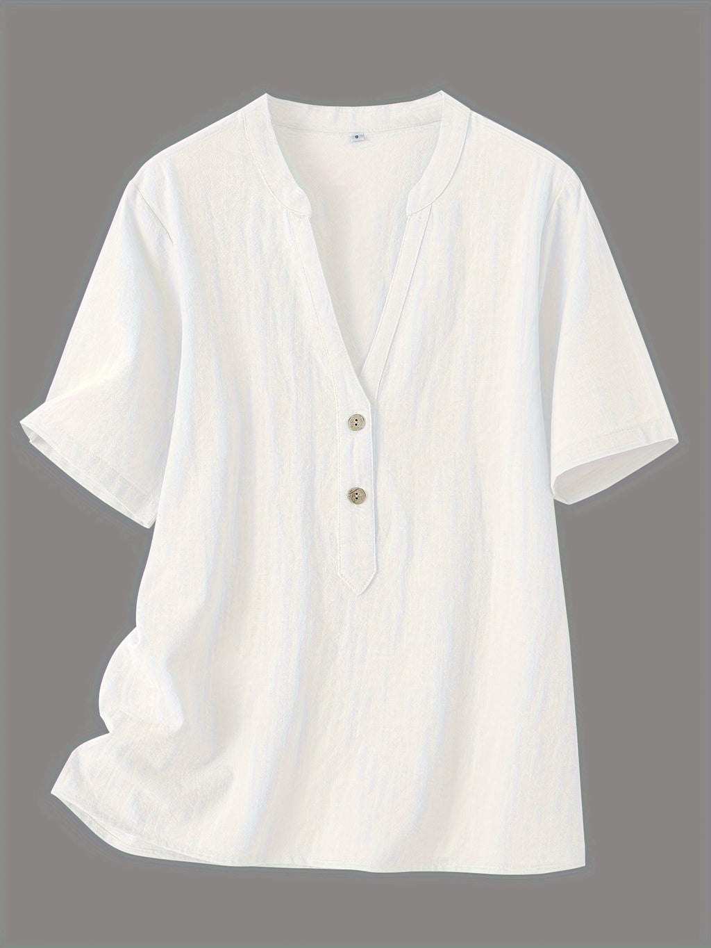 Marnix | Women's loose V-neck blouse with short sleeves - button detail, breathable top
