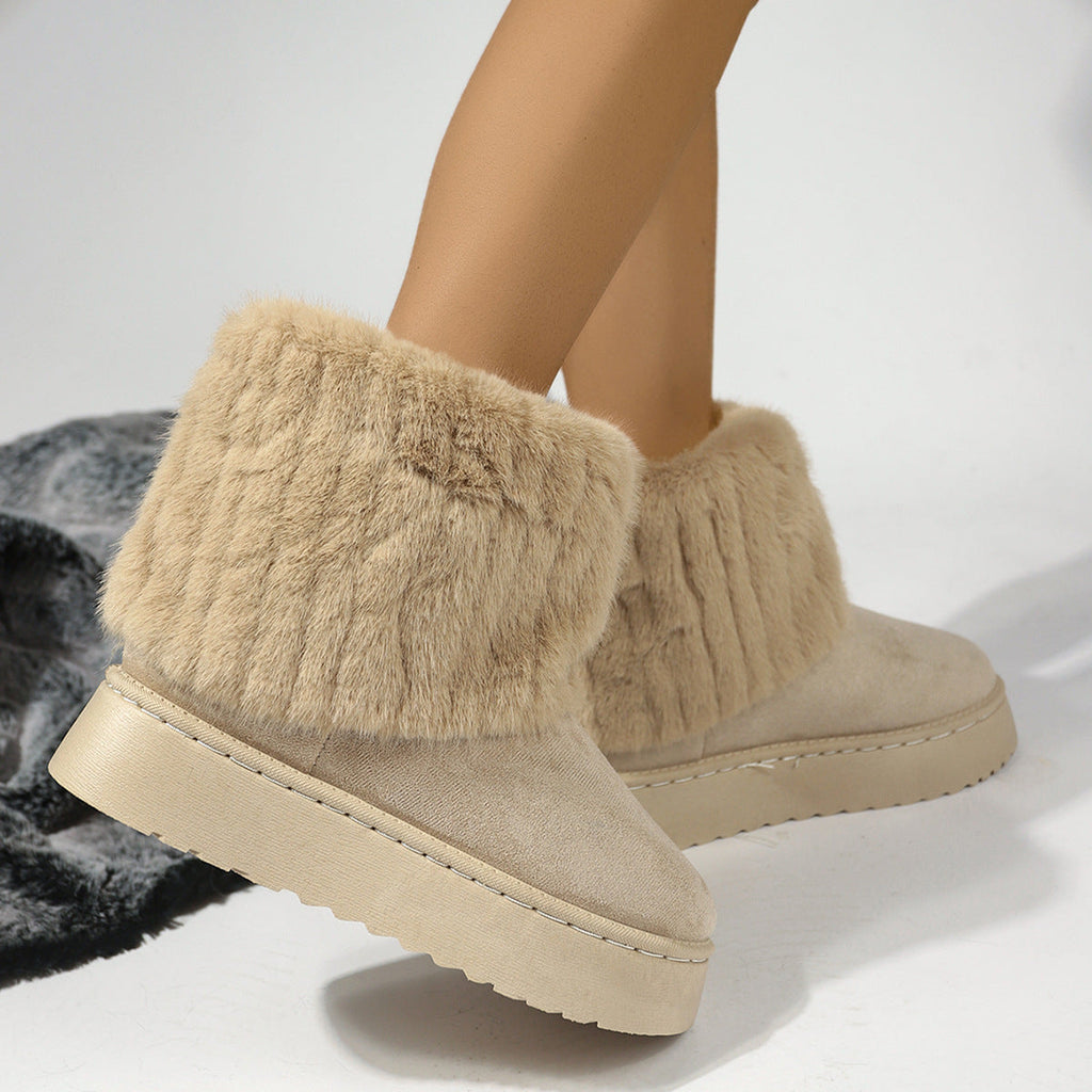 Elevra | Suède platformlaarzen met bontvoering voor dames – stijlvol, comfortabel en klaar voor de winter