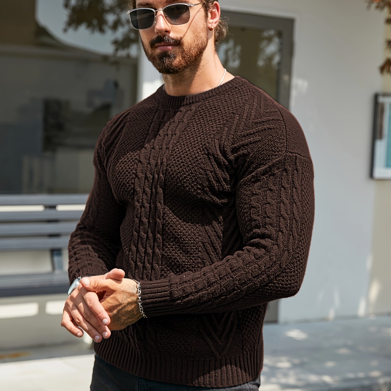 Simon | Pull d'hiver pour homme – Pull chaud et doux à col rond et manches longues, idéal par temps froid.