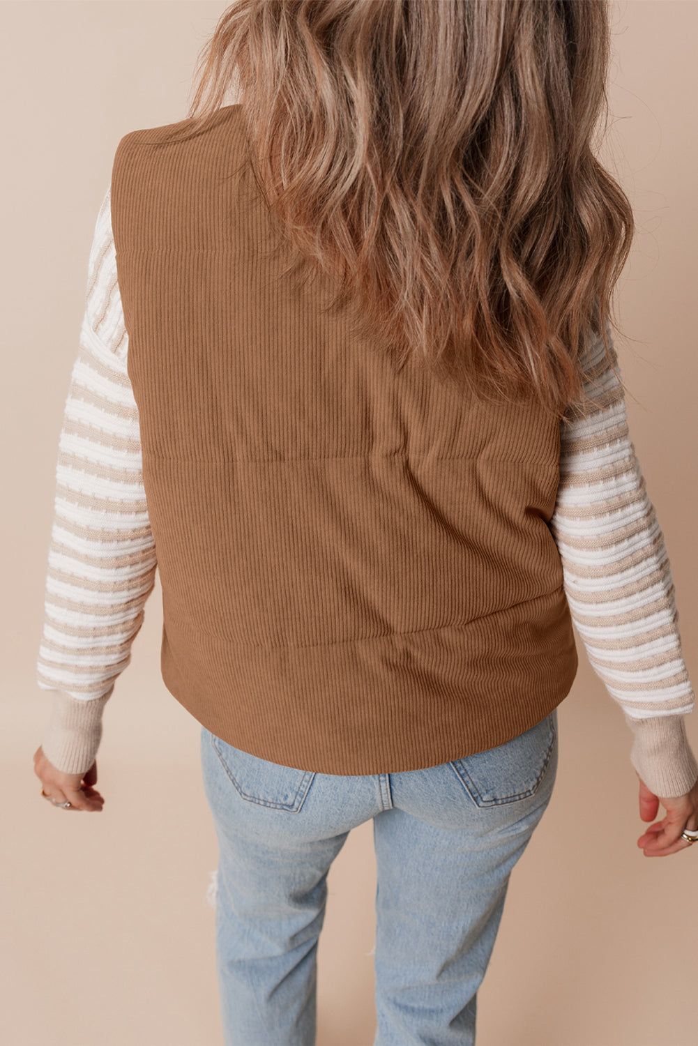 Dagny | Corduroy Puffer Vest met Ritssluiting Staande Kraag Casual Jack voor Dames