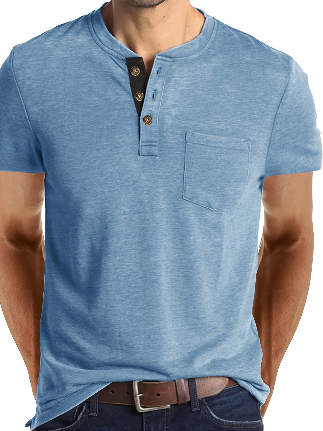 Ewald | Chemise Henley classique pour homme - Manches courtes, tendance et confortable au quotidien 