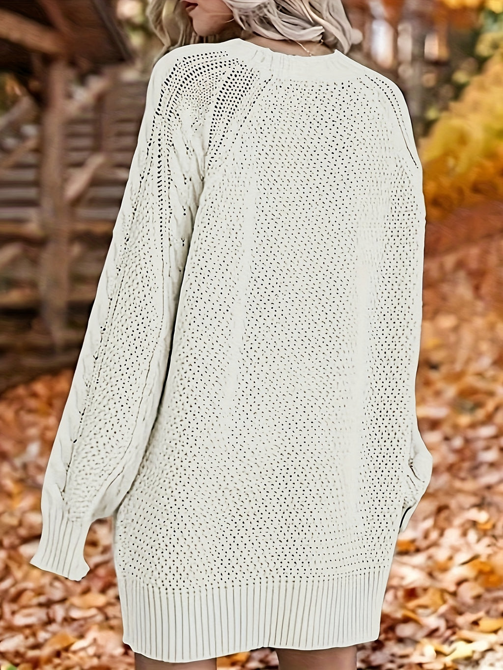 Henrietta | Vrouwen Kabelgebreide Sweaterjurk met lange mouwen - Casual Loose Fit Gebreide Jurk