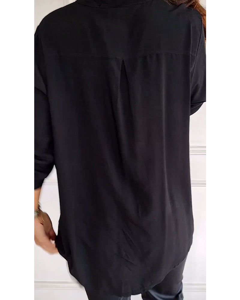 Stella | Elegant Sequin Blouse - Casual Button-Down Top with Adjustable Cuffs