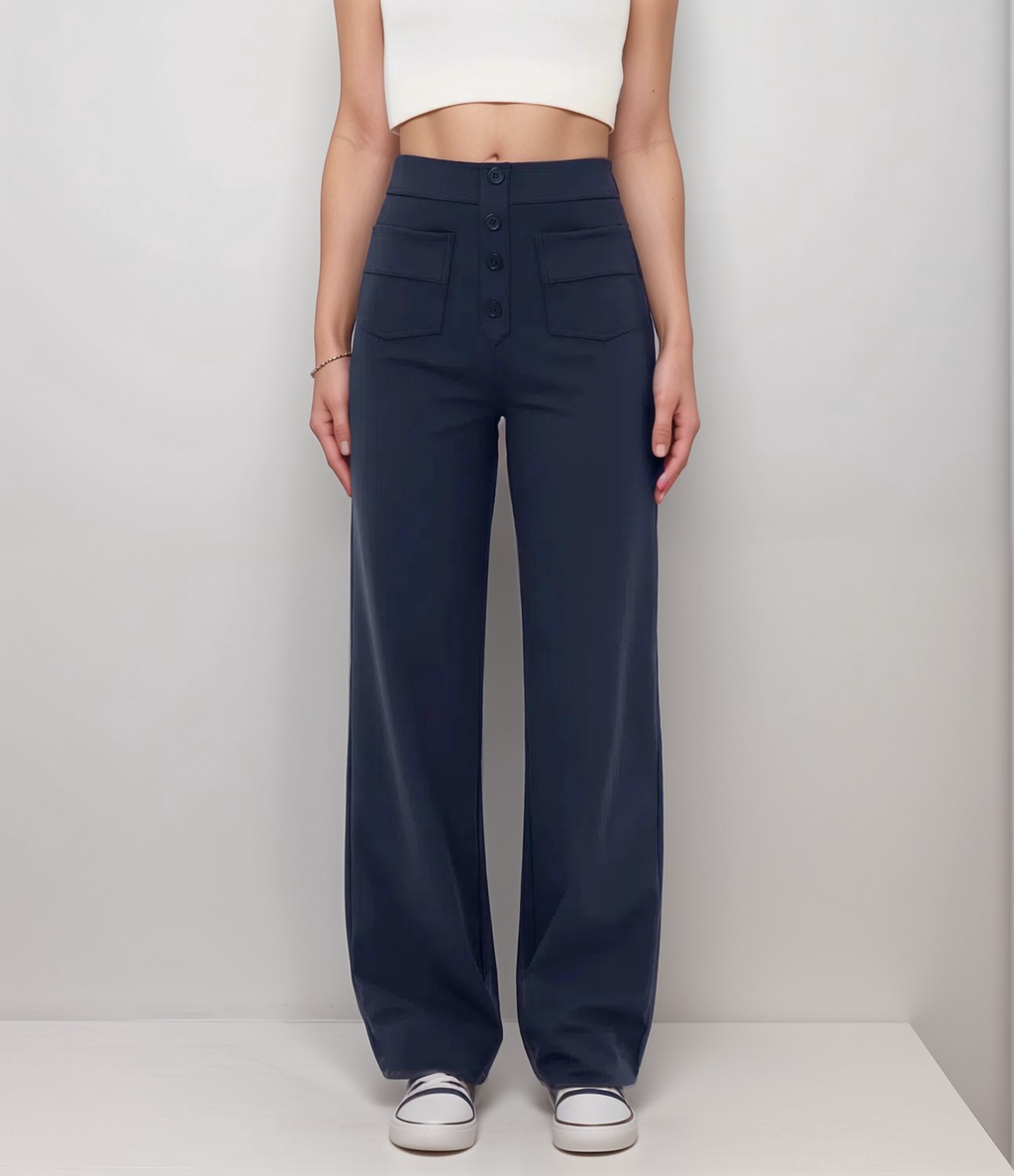 Varda | High Waisted Stretch Women's Trousers - Versatile Casual Pants