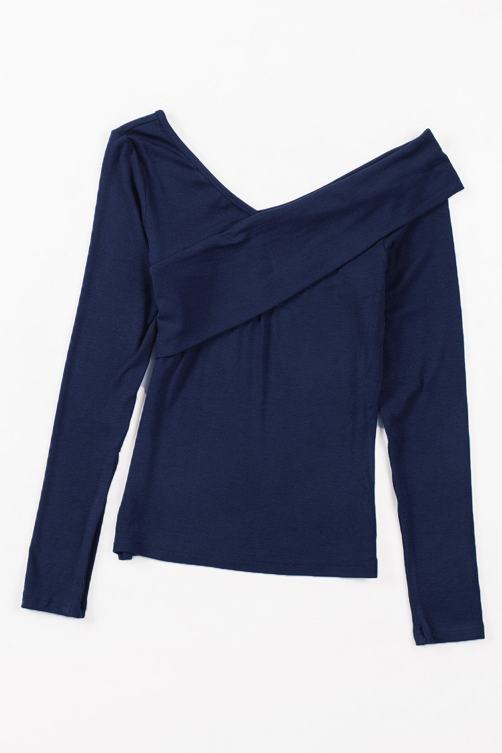 Daria | Geribde overslag Off-shoulder V-hals Lange Mouw Top