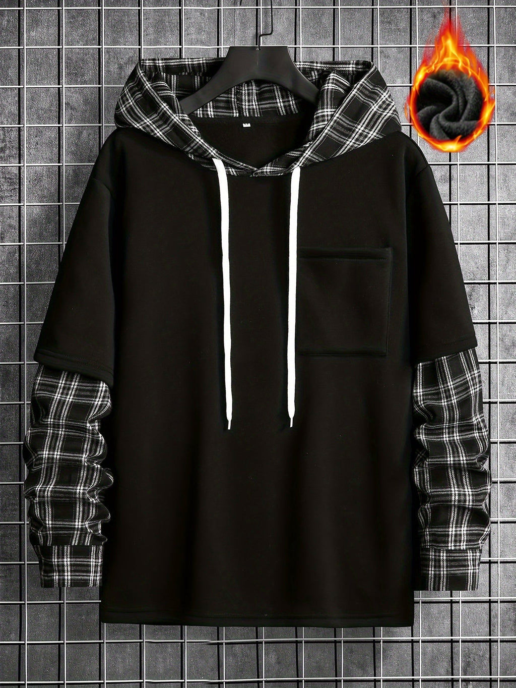 Renzo | Gelaagd ontwerp geruit patroon hoodie sweatshirt voor mannen - Trendy pullove