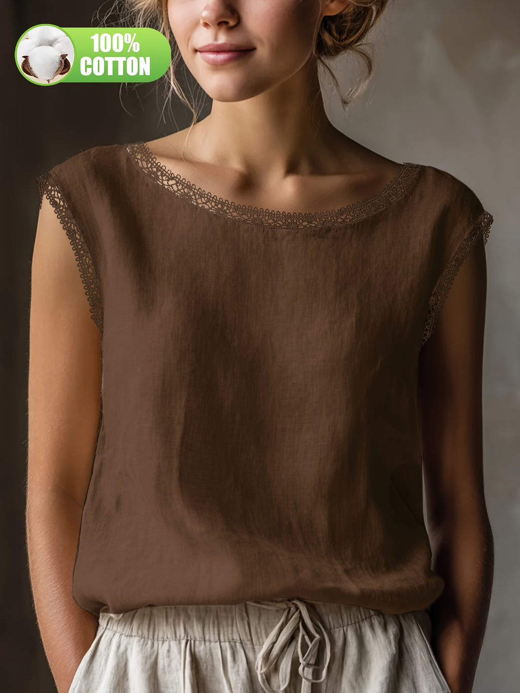 Orlavia | Dames kanten blouse – zomerse retro top, losse en casual pasvorm
