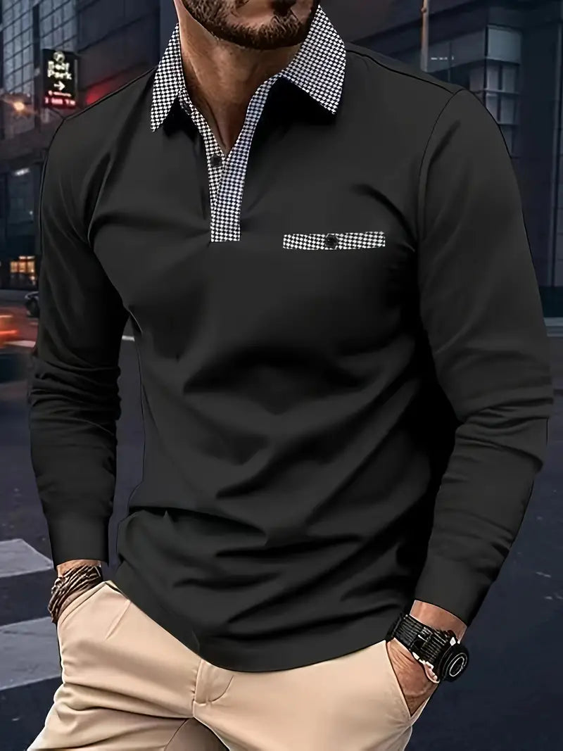 Cassiel | Polo à manches longues pour homme – Chemise classique et décontractée, confortable et respirante