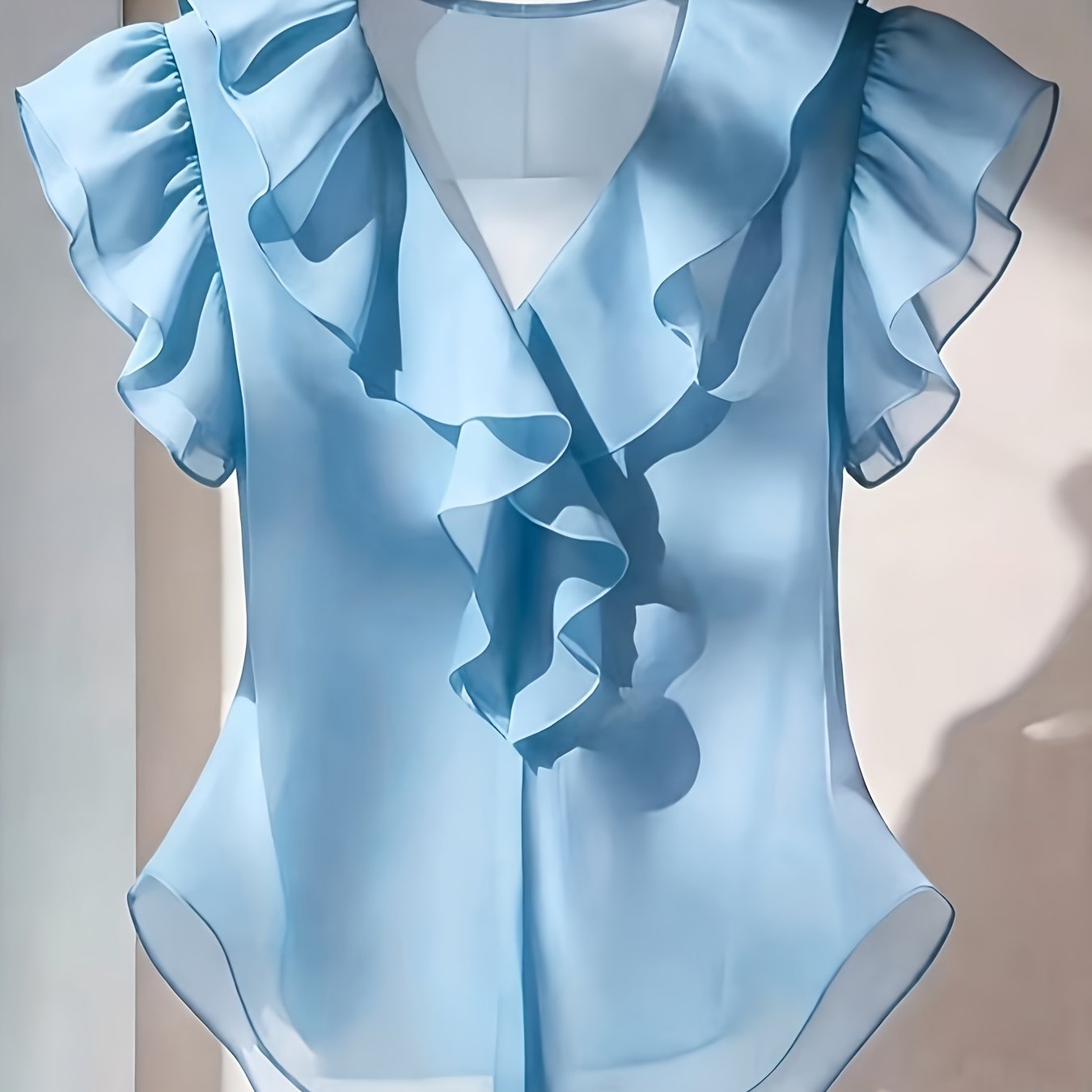 Emia | Dames chiffon blouse met ruches en korte mouwen – Franse stijl top, elegante lichte casual blouse