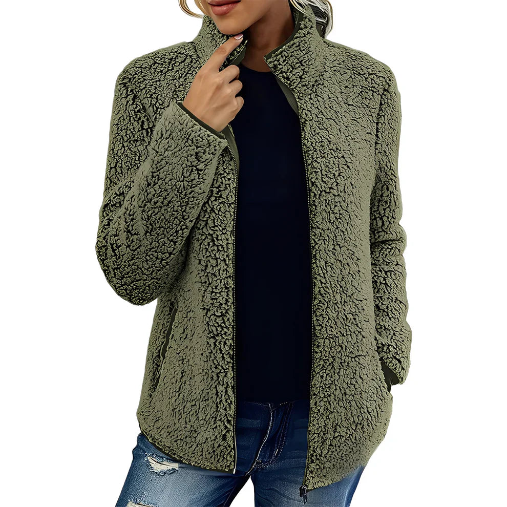 Eirlyn | Warme winterjas met volledige ritssluiting, zacht en comfortabel polyester fleece met zakken