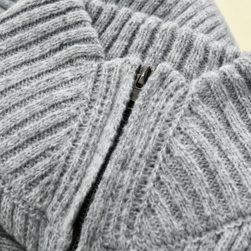 Xylar | Heren gebreid vest met opstaande kraag, lange mouwen, geribd, knoopsluiting, halflang