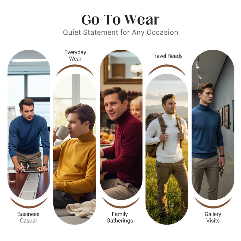 Gerwin | Premium kasjmier coltrui voor heren – Effen kleur, zacht gebreid, winter- en herfstmode
