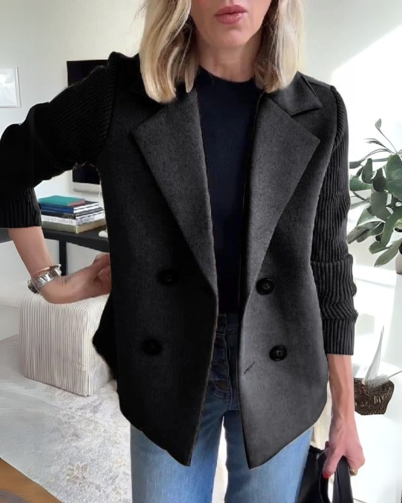 Vaida | Women's Casual Blazer with Knitted Sleeves - Elegant, Soft & Stylish Jacket