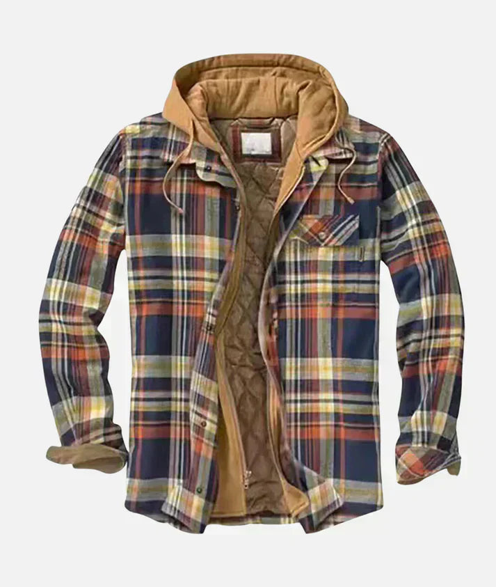 Abelric | Heren patchwork geruite jas met capuchon – Casual streetwear geruite jas voor herfst/winter