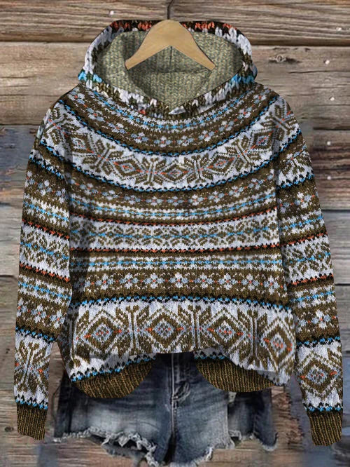 Eline | Warme IJslandse hoodie voor dames, Scandinavische stijl, wolmix, wintertrui