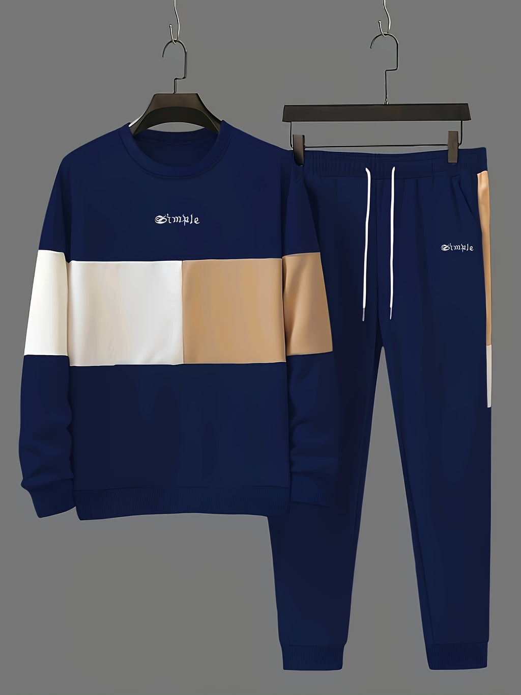Valiant | Sweater & joggerset met kleurblok voor heren - Casual trainingspak met lange mouwen