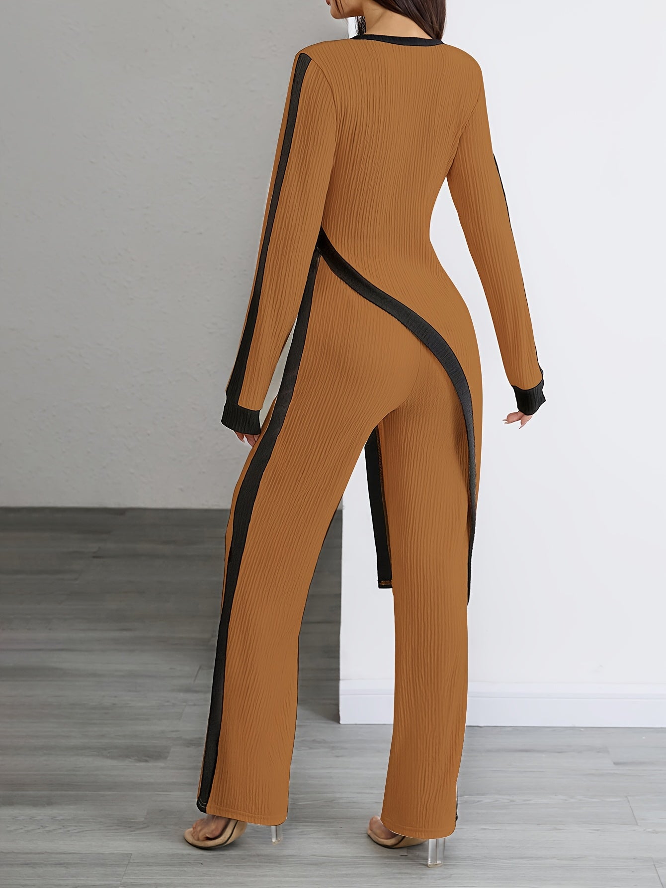 Irelia | Women's Long Sleeve Top and Wide Leg Trousers Set - Elegant Spring Outfit