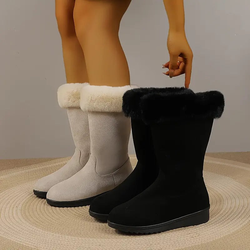Nerra | Warme winterlaarzen voor dames tot halverwege het bovenbeen – met fleecevoering