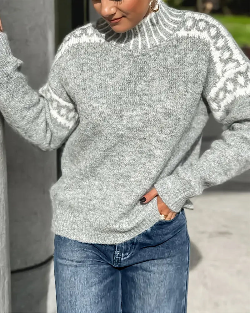 Althira | Warme en gezellige Scandinavische gebreide trui voor dames – zachte pullover met hoge kraag
