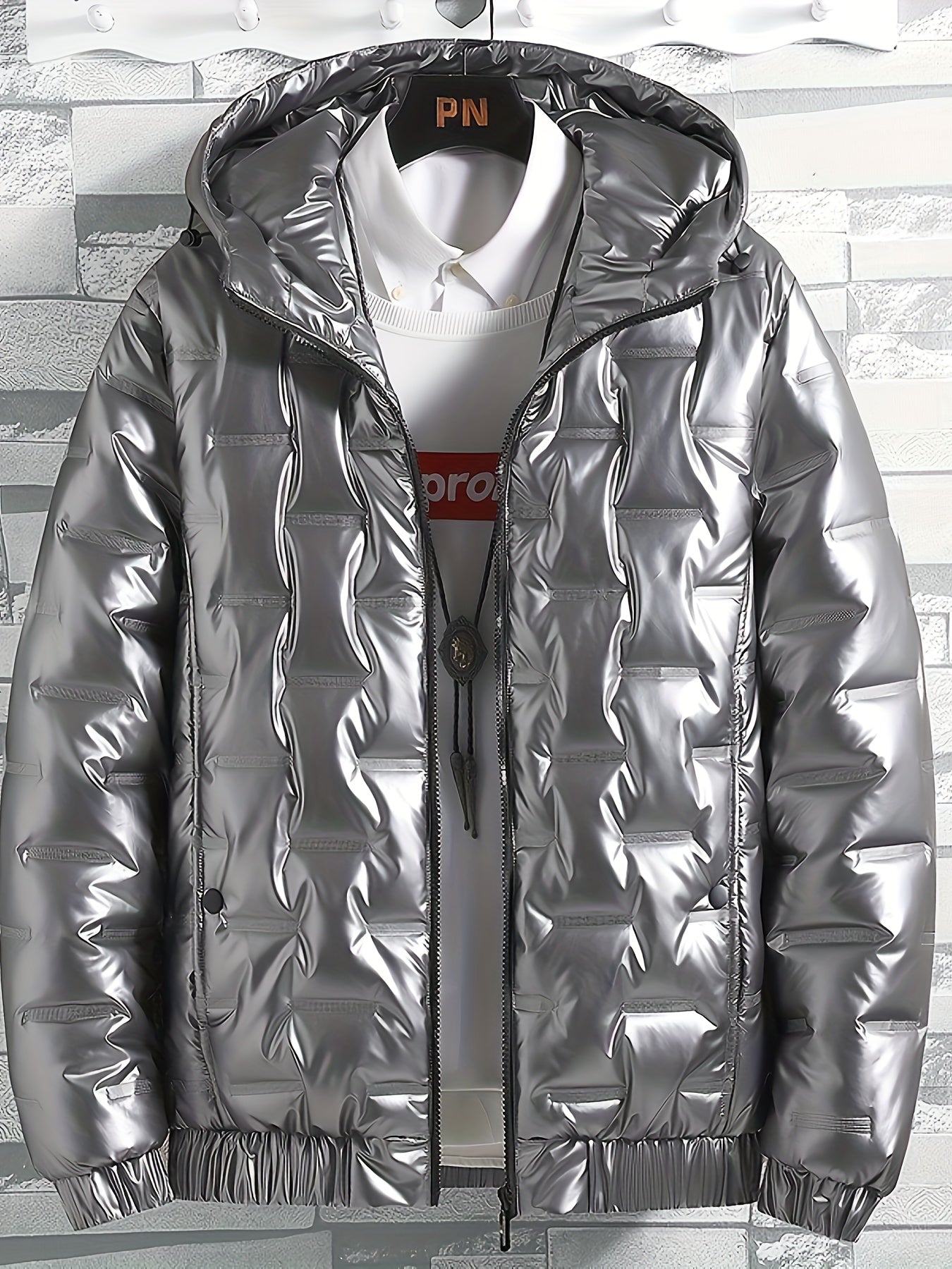 Jadon | Glanzende heren winter gewatteerde puffer jack met capuchon - warm en stijlvol