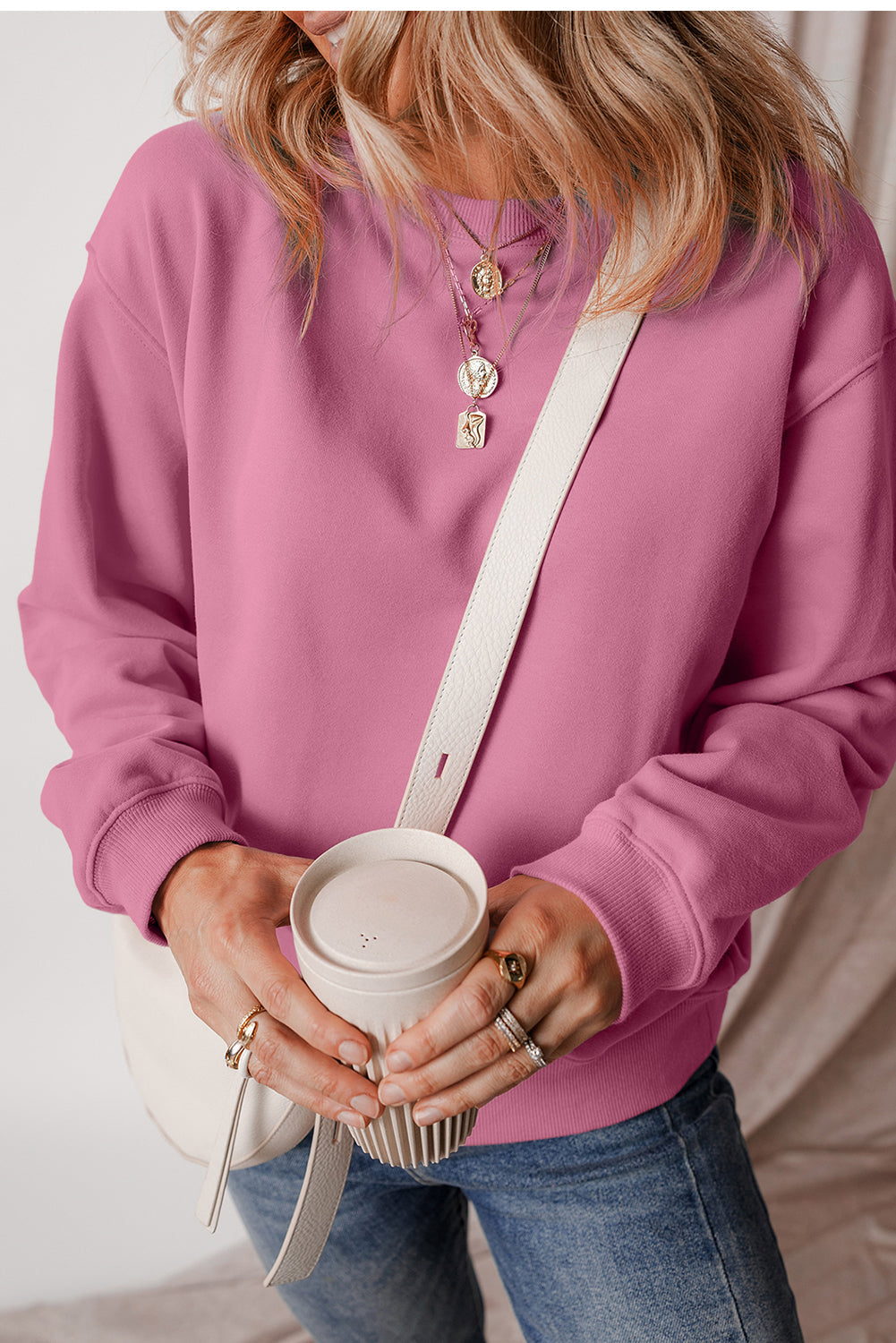 Jozina | Klassieke en eenvoudige effen fleece trui