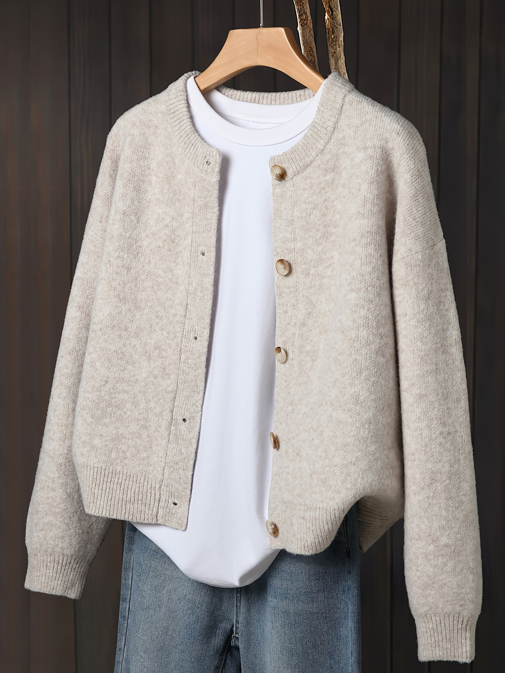 Myrrhith | Klassiek damesvest – Zachte trui met lange mouwen, Knoopsluiting, Comfortabele herfst-/winterlaag