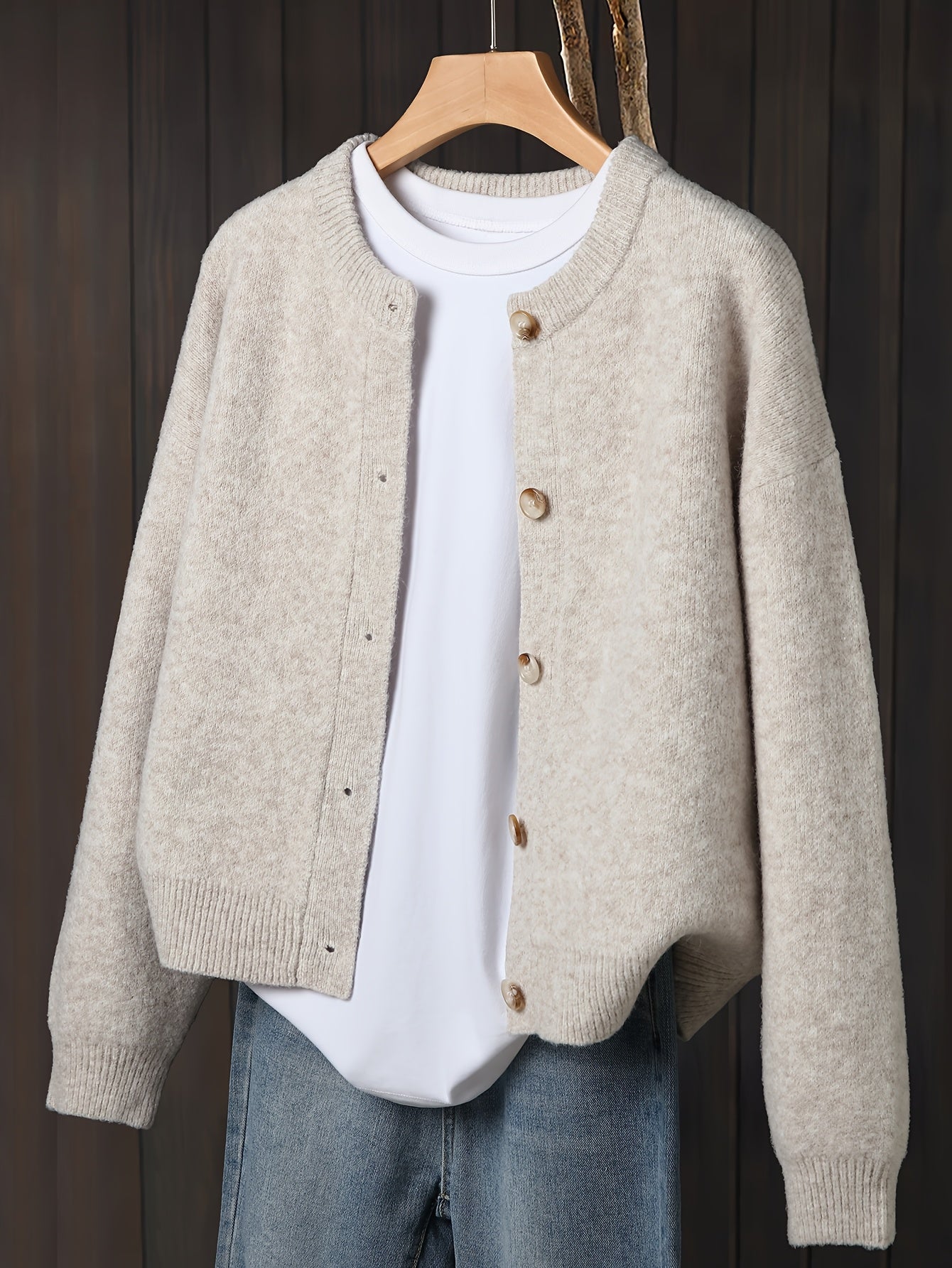 Myrrhith | Klassiek damesvest – Zachte trui met lange mouwen, Knoopsluiting, Comfortabele herfst-/winterlaag