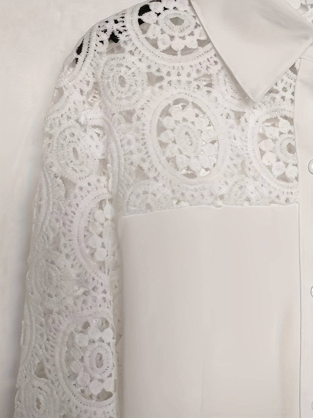 Zenaida | Kanten blouse met knoopsluiting, klassieke kraag en lange mouwen shirt voor vrouwen