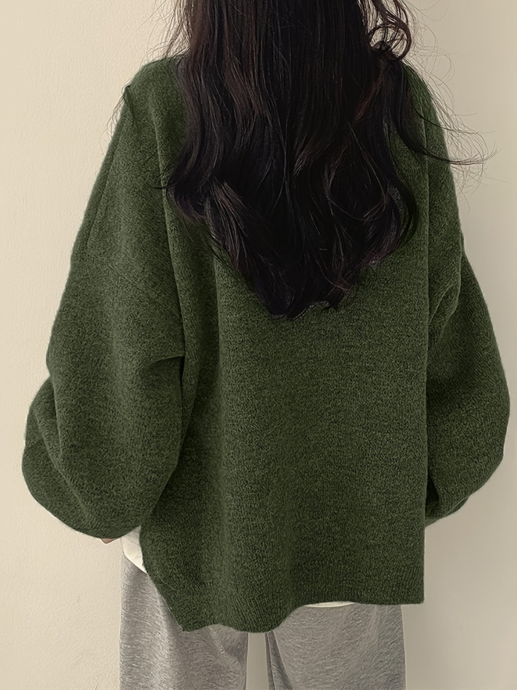 Briallen | Women's Oversized Sweater with Side Slits - Casual Drop-Shoulder Design