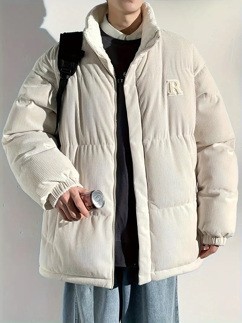 Kyler | Corduroy herenpufferjack met capuchon en pluche voering - warme, stijlvolle winterkleding