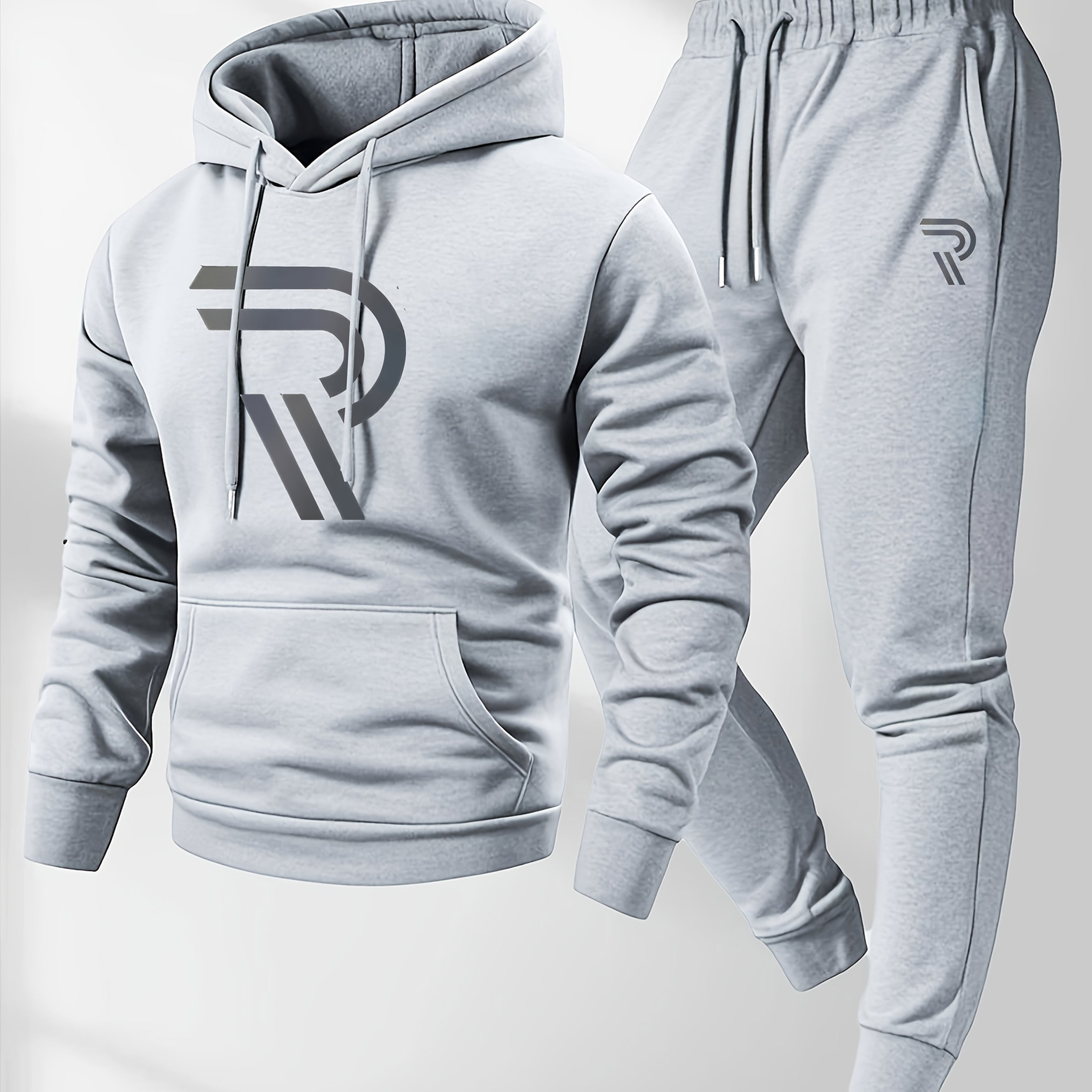 Knudsen | Sportieve hoodie en joggingbroek voor heren – “R”-logo, casual trainingspak, herfst/winter