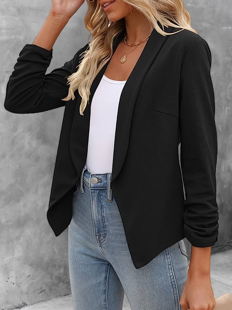 Ewelina | Classic Open Front Blazer - Elegant Long Sleeve Jacket