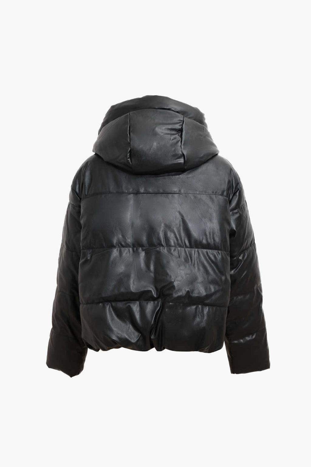 Veryn | Dames kunstleren gewatteerde jas met capuchon – Warme winterjas, chic en comfortabel