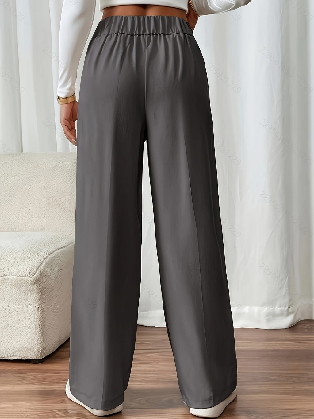 Dimity | Women's High-Waisted Wide-Leg Trousers with Button Closure