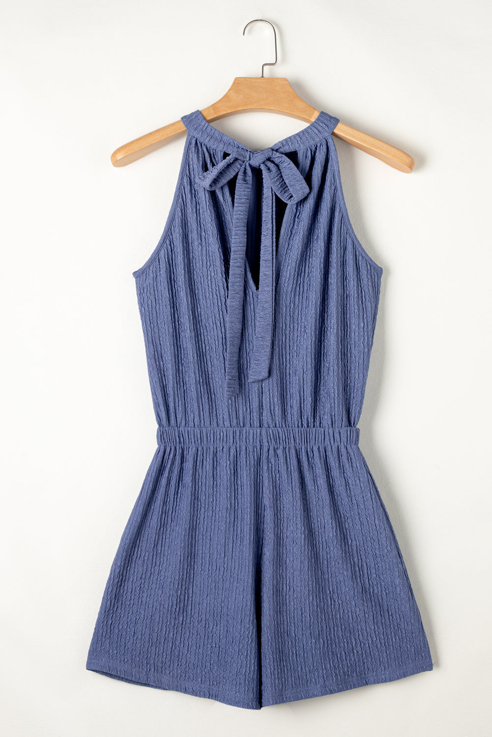 Nelian | Knoop Rug Hoog Hals Crinkle Textuur Romper