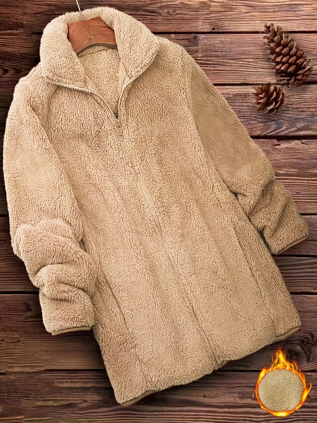 Maren | Teddyjas met rits voor dames - Casual Effen Winterjas - Warme Winterjas met lange mouwen voor koud weer