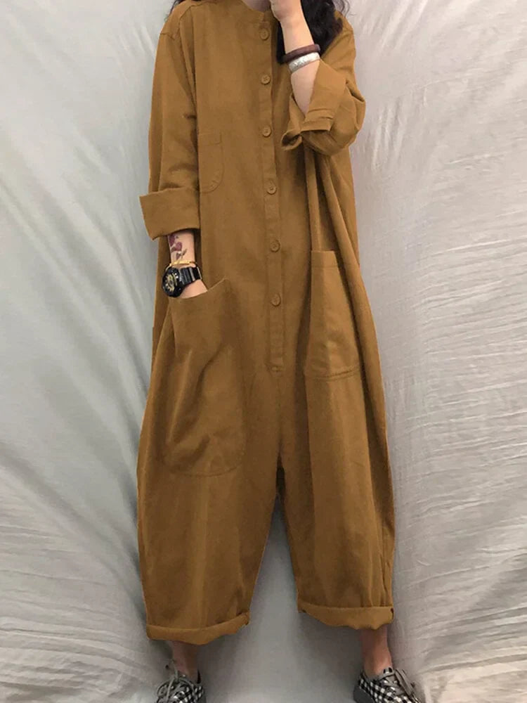 Silke | Dames Jumpsuit Oversized Katoen Linnen Lange Mouwen - Casual en Comfortabel