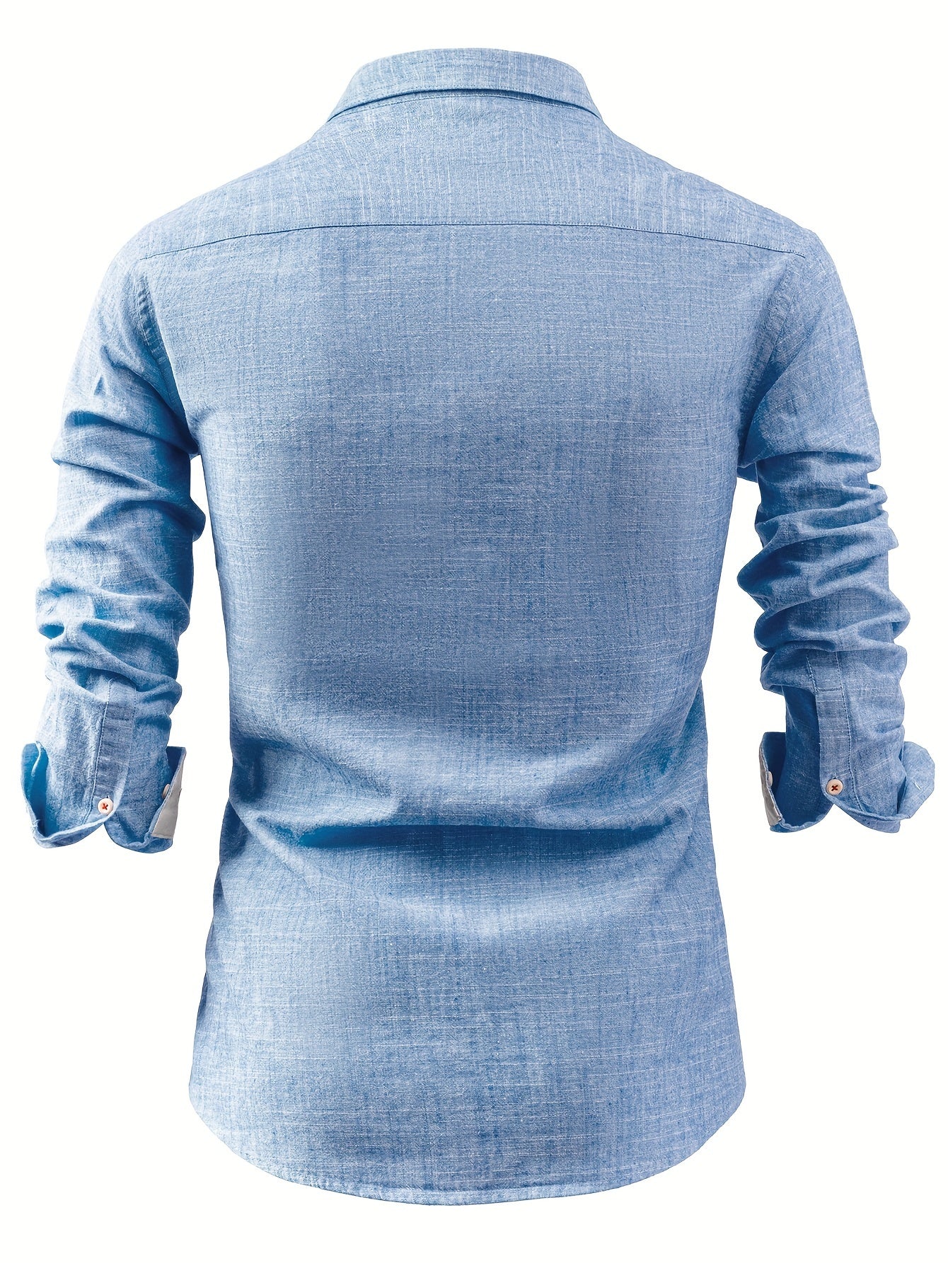 Wolfram | Men's Vintage Style Long Sleeve Button-Down Shirt - Cotton-Linen Blend