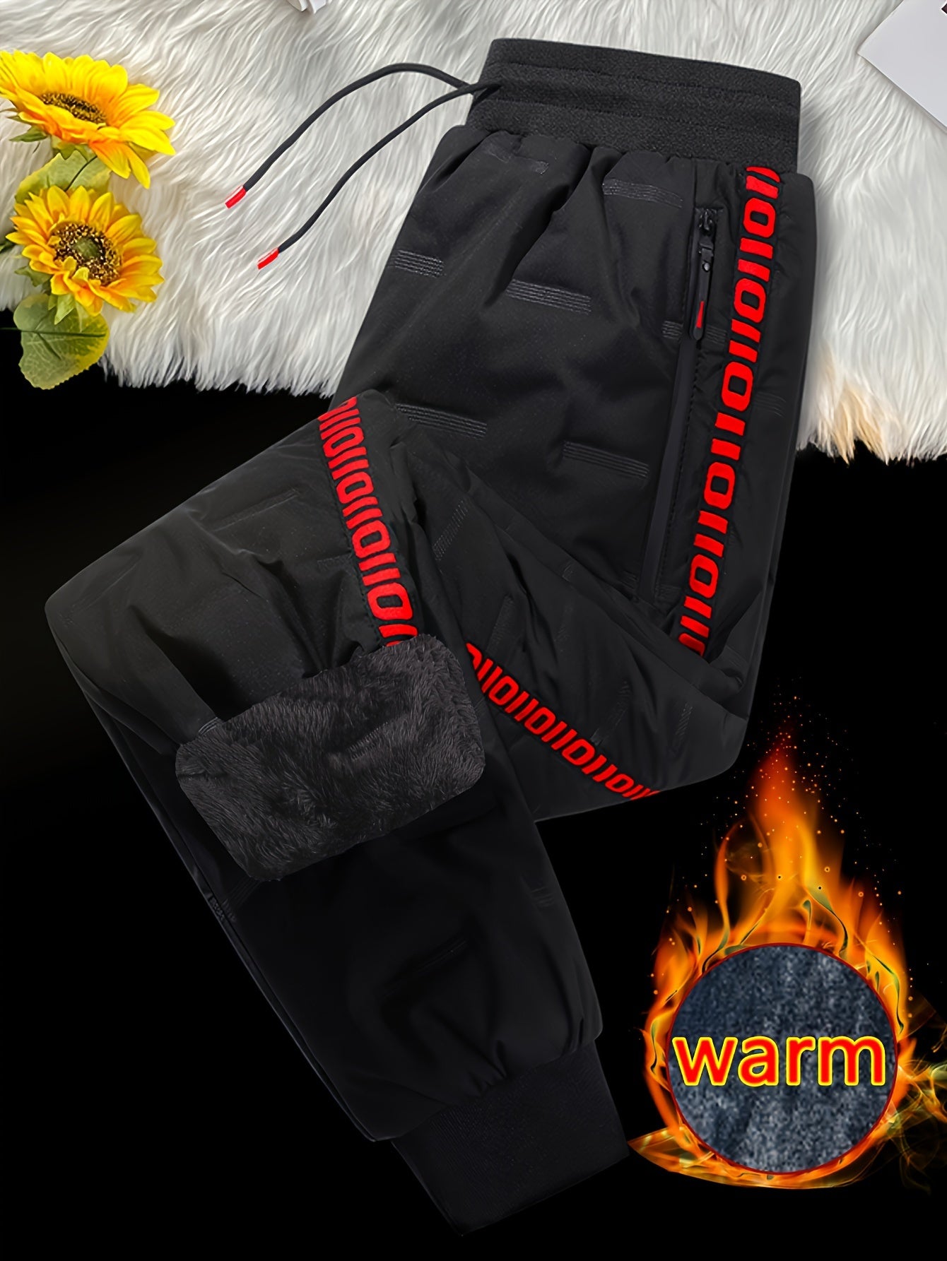 Casper | Heren fleece gevoerde winter jogger broek met rits en koord - warme sportbroek voor buiten activiteiten