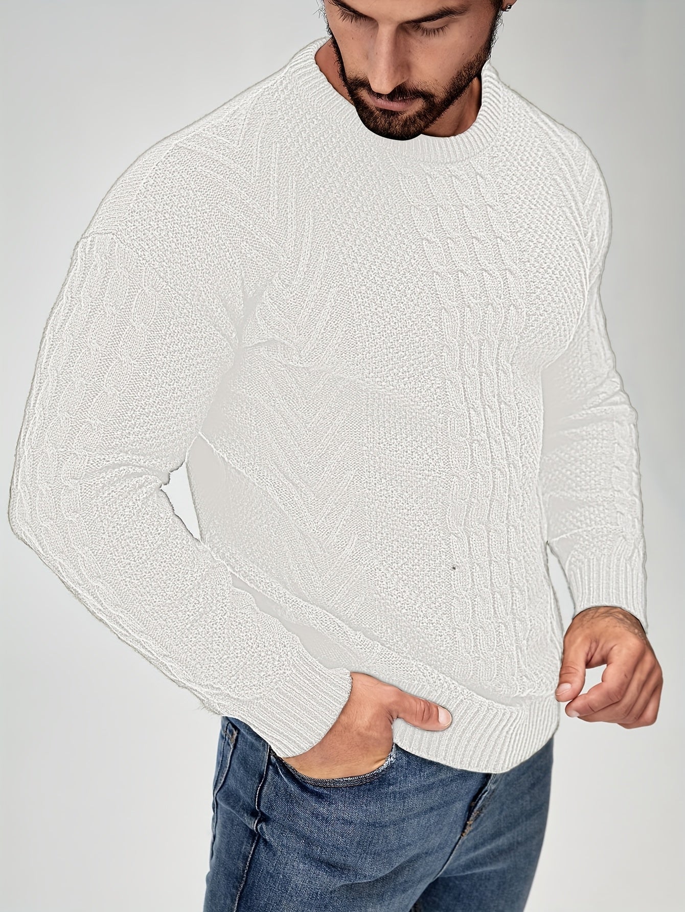 Simon | Pull d'hiver pour homme – Pull chaud et doux à col rond et manches longues, idéal par temps froid.