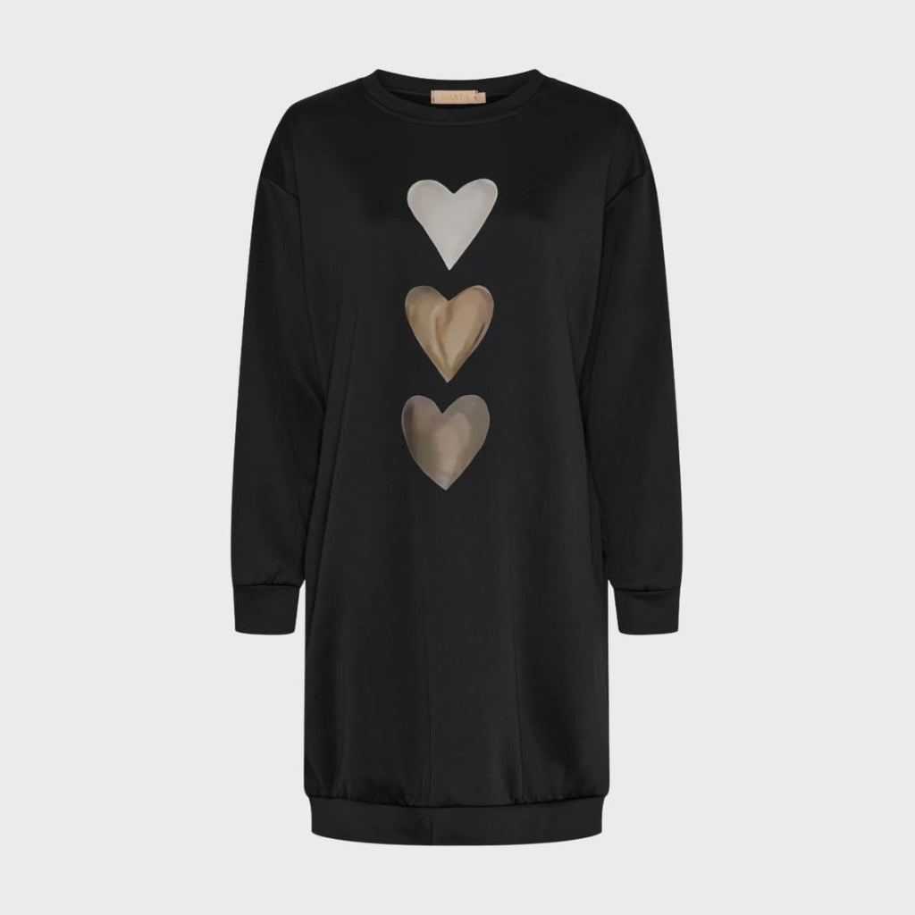 Baukje | Lange sweater met hartjesprint, comfortabele casual trui,  trendy wintertop