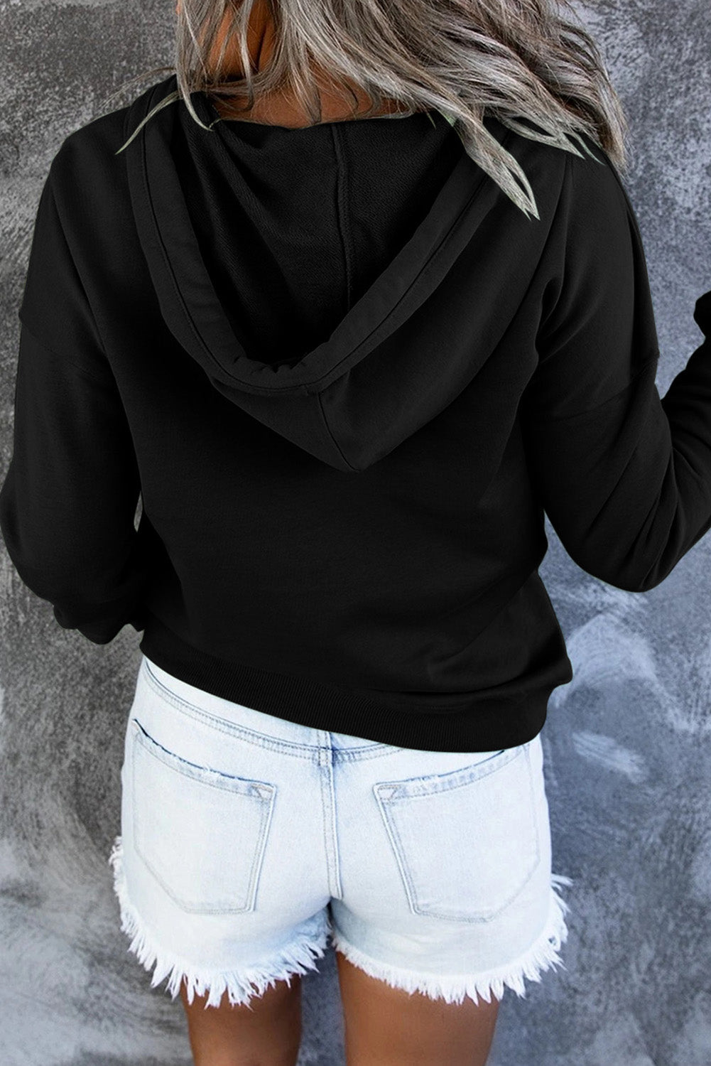 Diletta |  Basic hoodie – Drukknopen aan de voorkant, verstelbaar trekkoord, casual pullover-sweatshirt