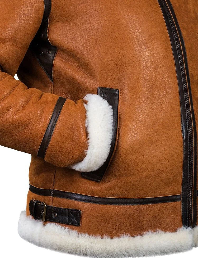 Nash | Heren fleece gevoerde leren winterjas met bont capuchon - warme winterjas, zachte voering, stijlvolle jas voor buiten