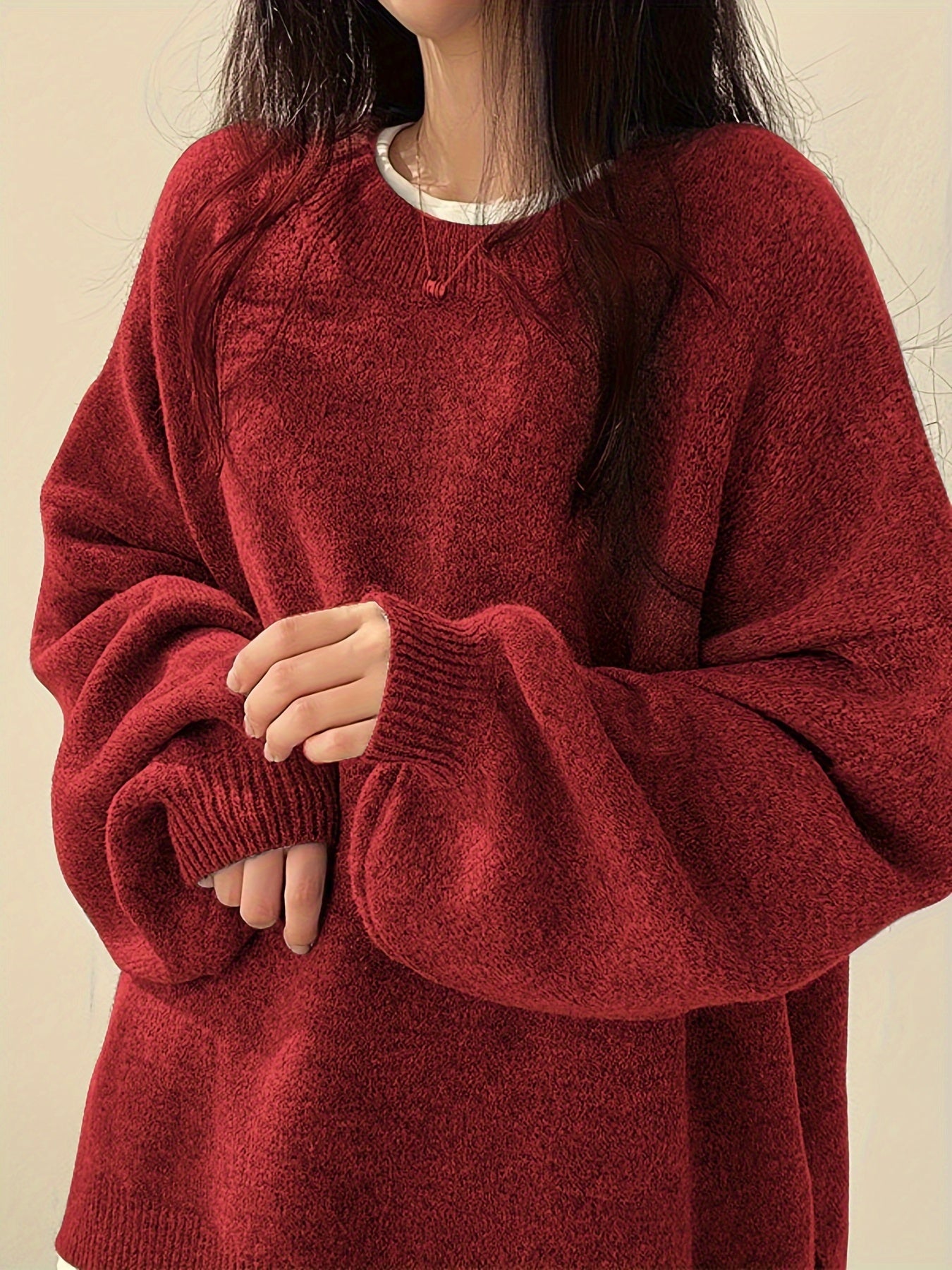 Briallen | Damesoversized trui met zijsplitten - Casual druppel-schouder ontwerp