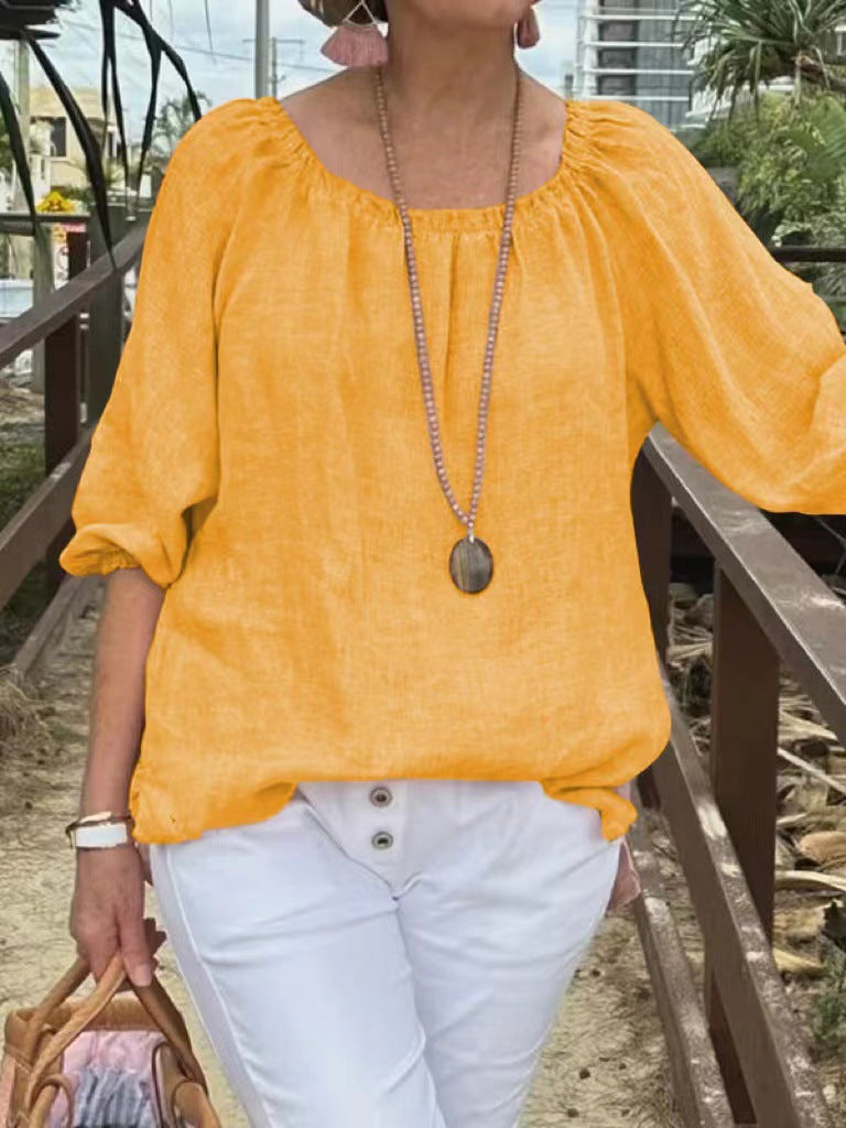 Denise | Casual Ronde Hals Top met Halve Mouwen