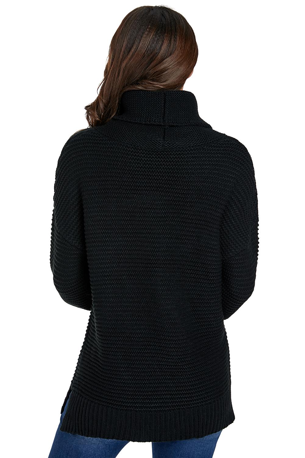Oceara | Warme zwarte coltrui voor dames - Zachte gebreide trui voor casual stijl