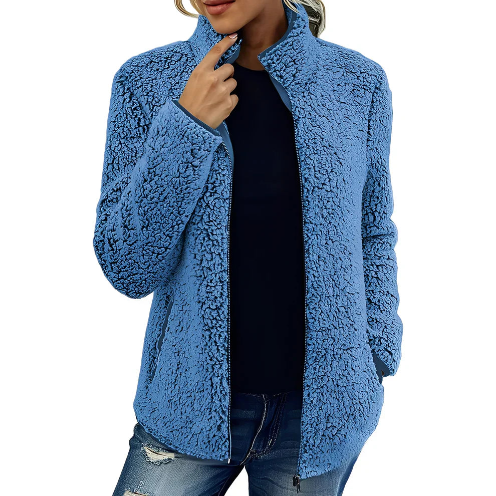 Eirlyn | Warme winterjas met volledige ritssluiting, zacht en comfortabel polyester fleece met zakken