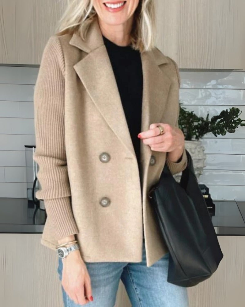 Vaida | Women's Casual Blazer with Knitted Sleeves - Elegant, Soft & Stylish Jacket