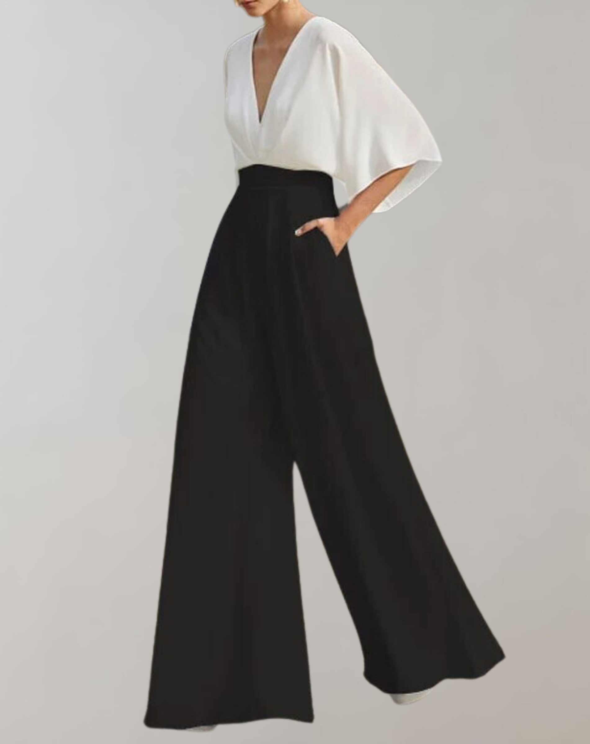 Freyja | Jumpsuit met wijde pijpen voor dames - Losse halve mouwen, elegant en vloeiend eendelig