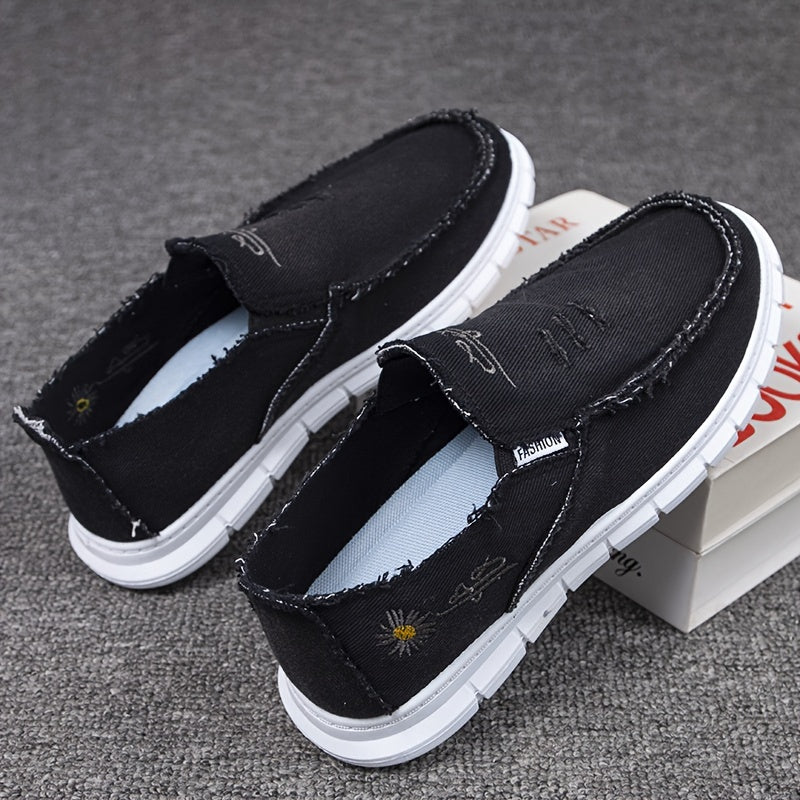 DriftStep | Heren Slip-On Loafers - Ademend Canvas, Distressed Look, Comfortabel